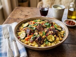 French Couscous Recipe with Zucchini and Lamb Easy Dinner