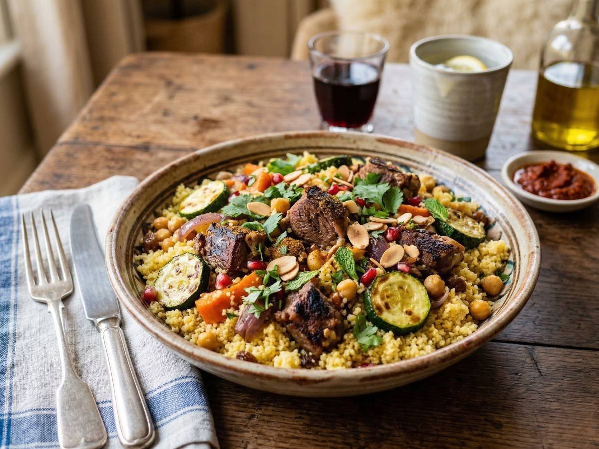 French Couscous Recipe with Zucchini and Lamb Easy Dinner